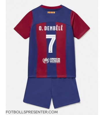 Barcelona Ousmane Dembele #7 Hemmatröja Barn 2023-24 Kortärmad (+ korta byxor)